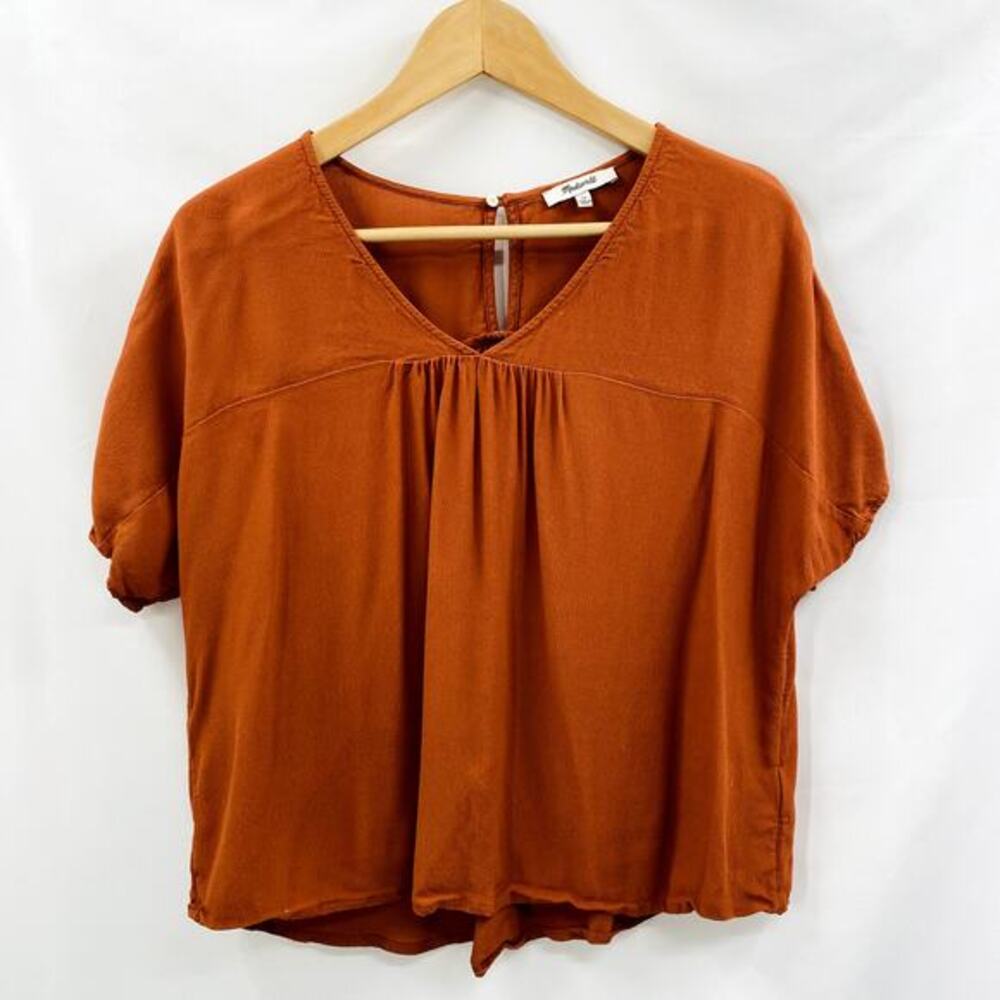 Madewell burnt orange flowy blouse
